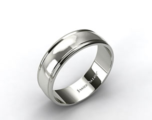 18k White Gold 8mm Grooved Comfort Fit Wedding Band